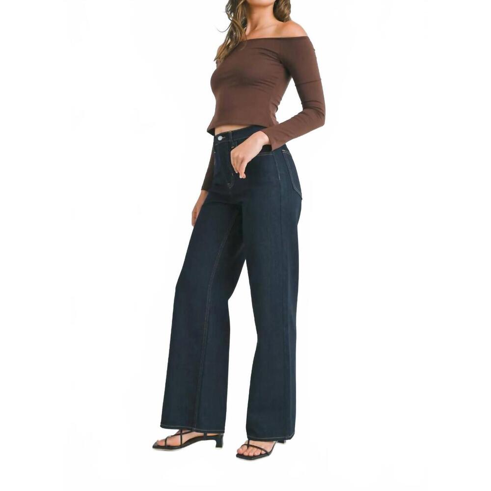 Just Black Dark Indigo Wide Leg Jeans - Picture 5 of 5